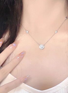 S999足银星点项链三秒心动锆石锁骨链轻奢小众高级感颈链新款批发