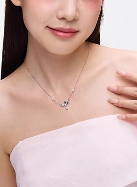 S999足银摘星小猫项链轻奢小众设计感纯银锁骨链可爱猫咪送女朋友