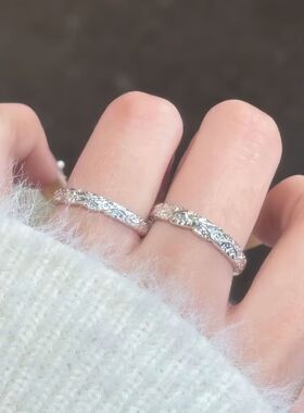 S999熔岩之恋纯银戒指小众不规则肌理感情侣对戒开口调节2025新款