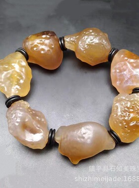 阿拉善玛瑙手链随行葡萄干筋脉糖心彩色戈壁石红玛瑙本命年手串