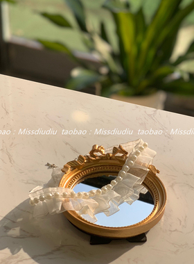 港风名媛复古法式蕾丝颈圈珍珠