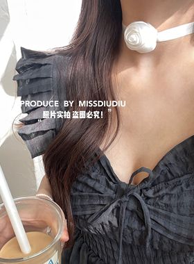 暗夜玫瑰系带choker气质锁骨颈链