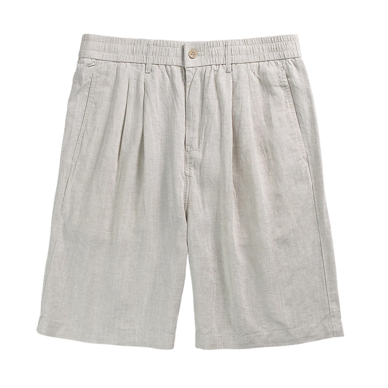 日系复古高品质亲肤抗皱亚麻短裤男夏季潮流新款松紧腰纯色五分裤,淘宝优惠券,粉丝福利购,淘宝优惠卷