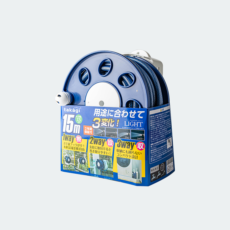 日本进口Takagi 壁挂式水管车套装15米 园艺浇花冲洗软管阳台花园 - 图0