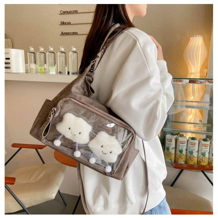 百搭单肩娃包透明谷子包吧唧痛包二次元小食量日常休闲斜挎托特包,淘宝优惠券,粉丝福利购,淘宝优惠卷