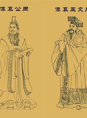 伏羲轩辕氏黄帝三皇五帝老子孔子周公文王供奉丝绸卷轴挂圣人画像