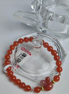 天然南红新款带金珠手链时尚饰品款