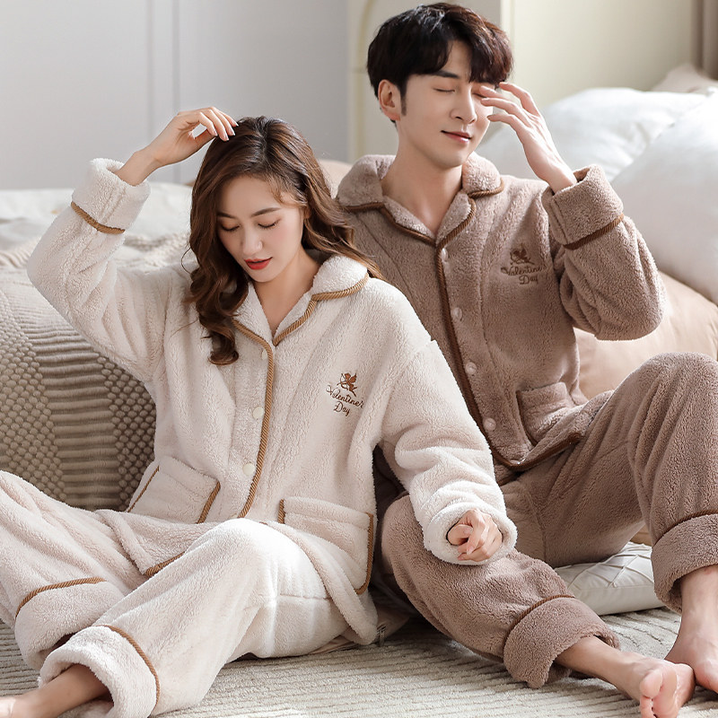 思馨坊珊瑚绒情侣睡衣女冬季加绒加厚法兰绒保暖男士家居服套装冬,淘宝优惠券,粉丝福利购,淘宝优惠卷