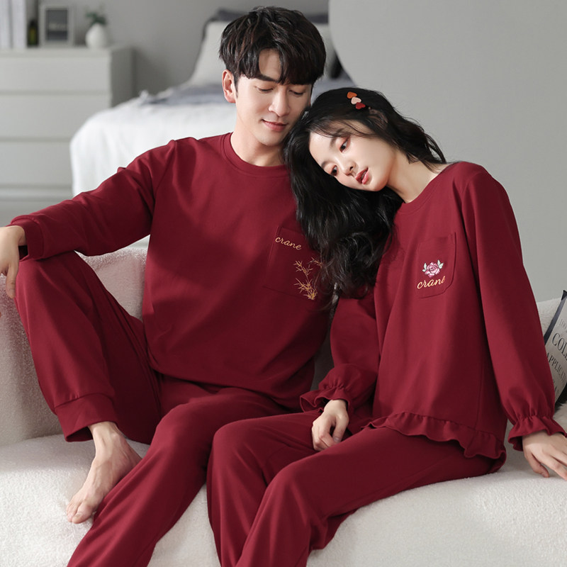 思馨坊纯棉情侣睡衣女春秋长袖套装男士结婚新婚红色秋冬款家居服,淘宝优惠券,粉丝福利购,淘宝优惠卷
