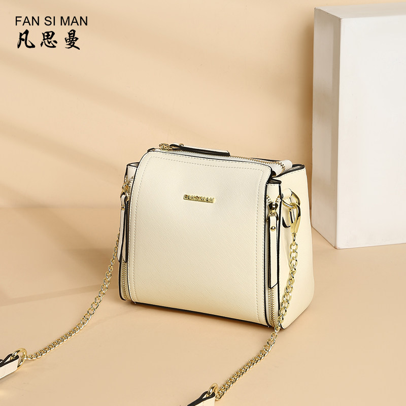 凡思曼白色女休闲宽带小ins斜挎包 凡思曼女士包袋