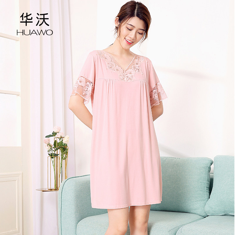 春夏新款短袖胖mm宽松性感女人睡裙 华沃服饰睡裙