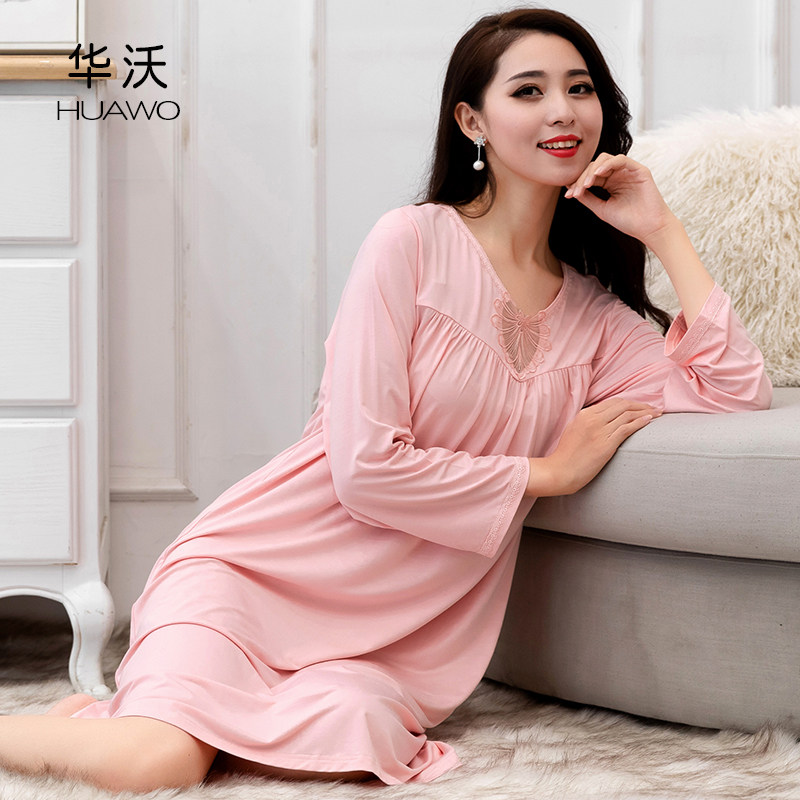 睡裙春秋长袖本命年酒红鼠年长裙 华沃服饰睡裙