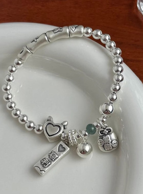 新中式招财平安竹节圆珠手链女