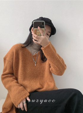 韩国东大门纯银设计感长款毛衣链