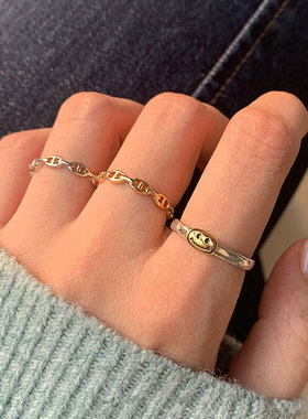 纯银日韩风复古猪鼻子ins戒指