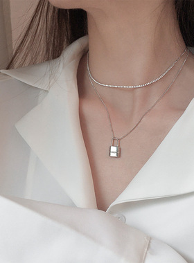 叠戴小众设计字母锁骨链定制网红