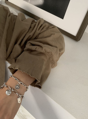 东大门纯银复古韩国链条双层手环