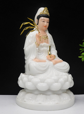 汉白玉观音佛像合成汉白玉佛像 彩绘观音菩萨像 观音佛像居家供奉