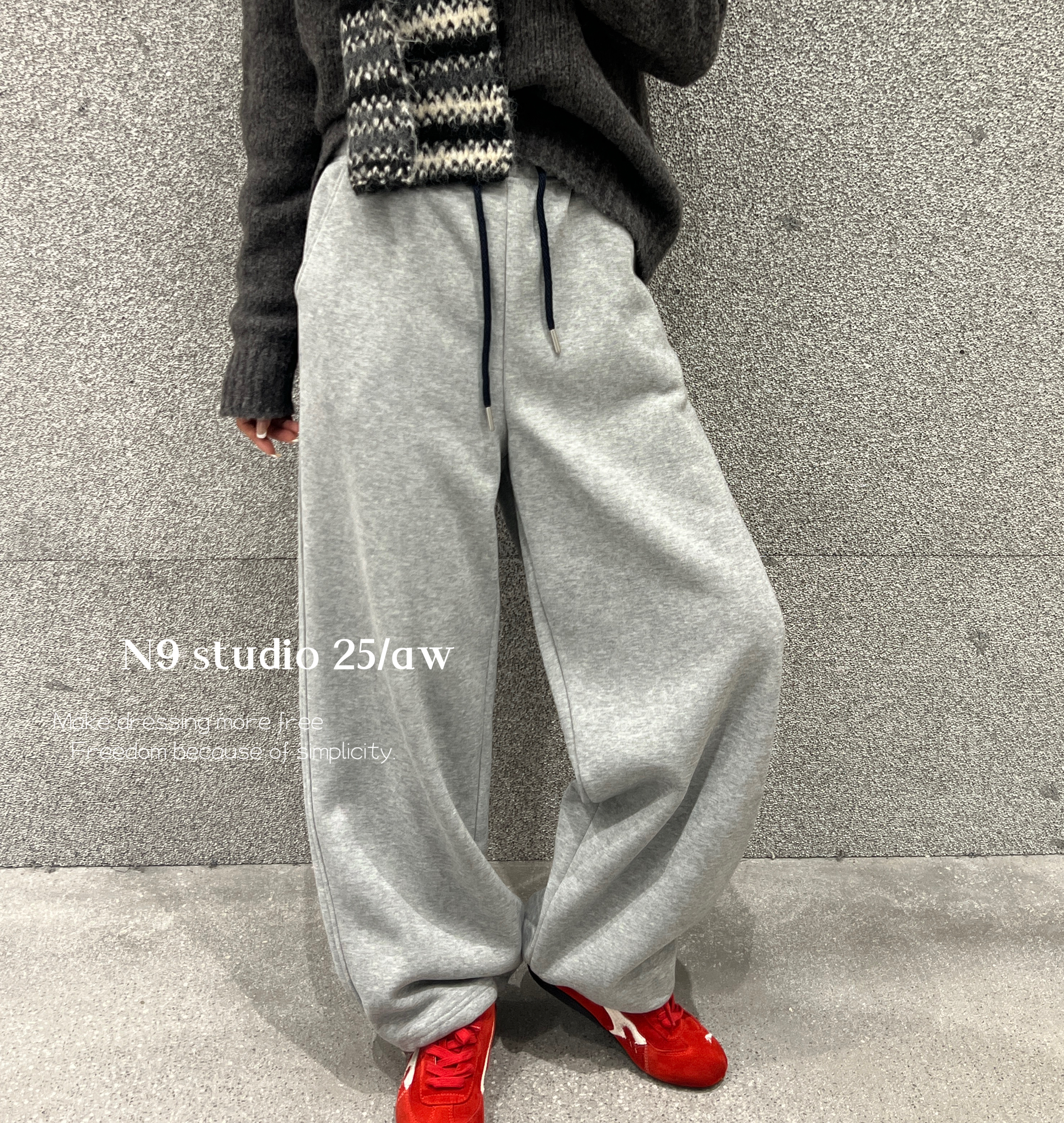 冬季新品N9加绒宽松显瘦彩色百搭运动直筒卫裤抽绳束脚女休闲裤潮 - 图2