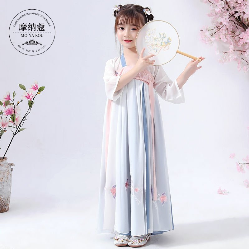 儿童汉服女夏装超仙中国风女连衣裙 摩纳蔻汉服