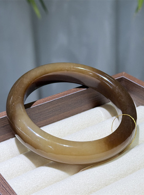 天然和田玉且末全糖玉胖圆条手镯