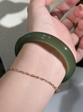 天然和田玉高冰级湖水绿手镯饰品