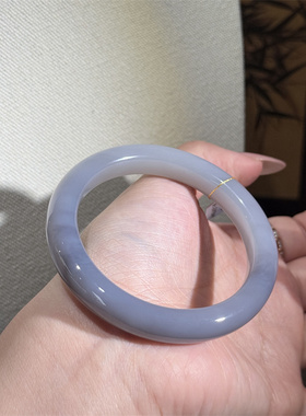 天然和田玉高冰香芋紫圆条玉手镯