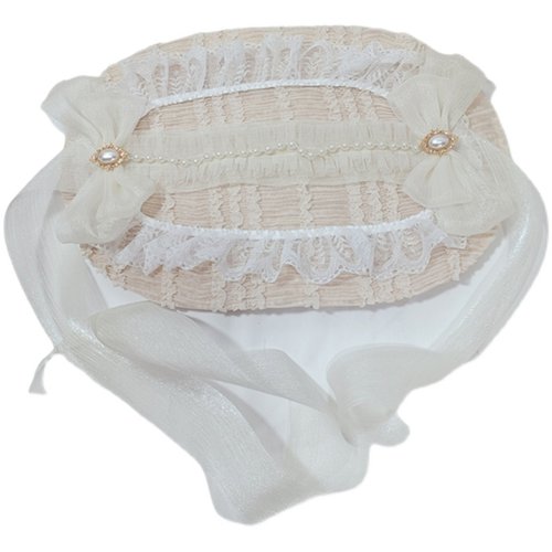 原创手作生成色洛丽塔古风帽子bnt扁帽波奈特花嫁茶会华丽款礼帽