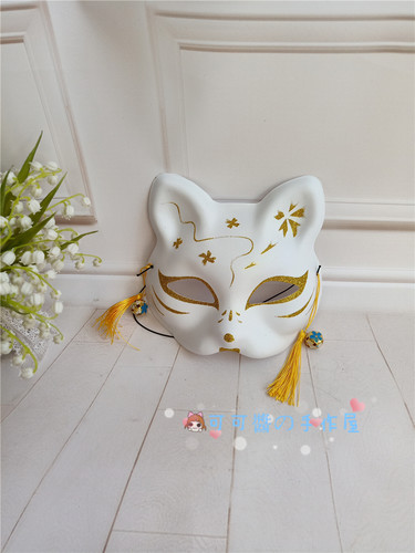 彩绘猫脸面具狐狸日系式和风拍照摄影配饰动漫cos妖狐半脸非手绘 - 图0