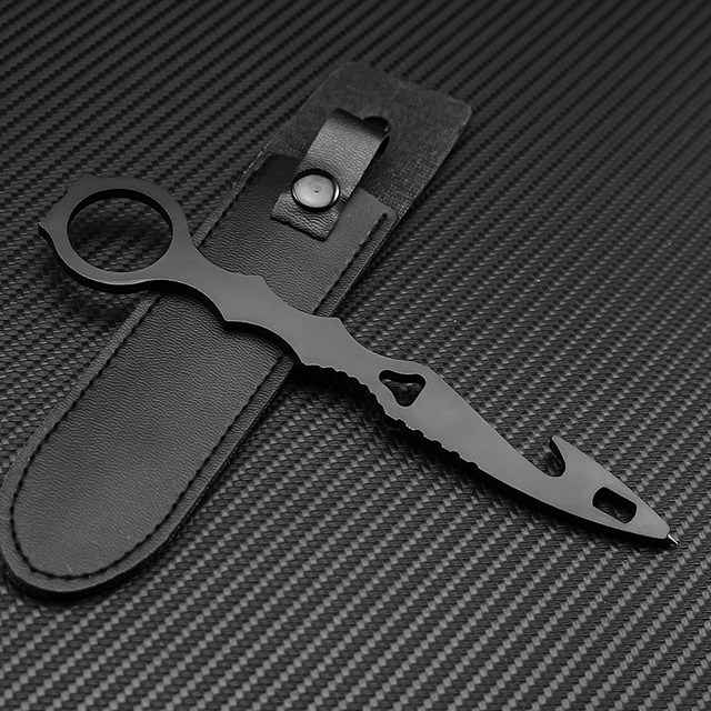 Outdoor tool hook outdoor survival vehicle broken window self-defense camping lifesaving small straight knife with self-defense practice claws