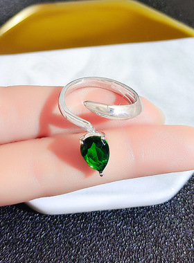 长春花蓝可调节开口戒