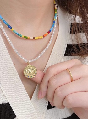 白百何同款天然淡水小米珠项链女