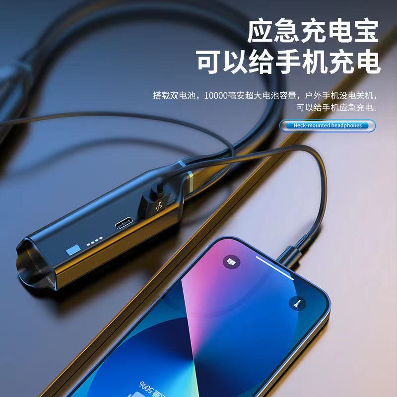 超长续航蓝牙耳机12D音效HIFI立体声插卡挂脖入耳式手机耳机通用