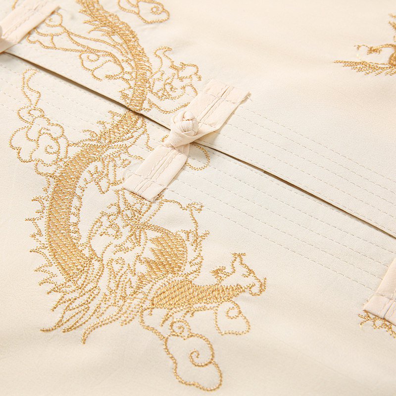 2018中国风民族服装新款男士套装装 九鹿龙民族服装