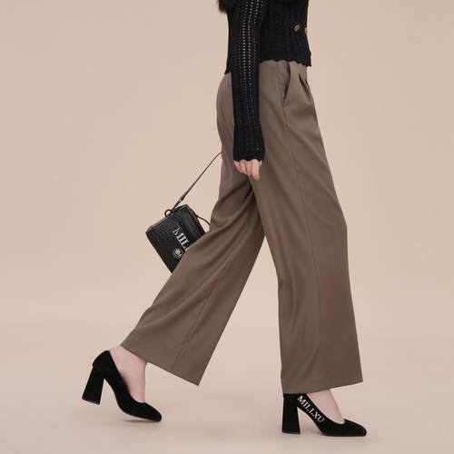 XG/雪歌通勤简约休闲裤女25春装新款宽松显瘦直筒裤XK102013A543 - 图1