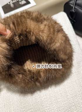 兔毛编织围巾帽子二件套