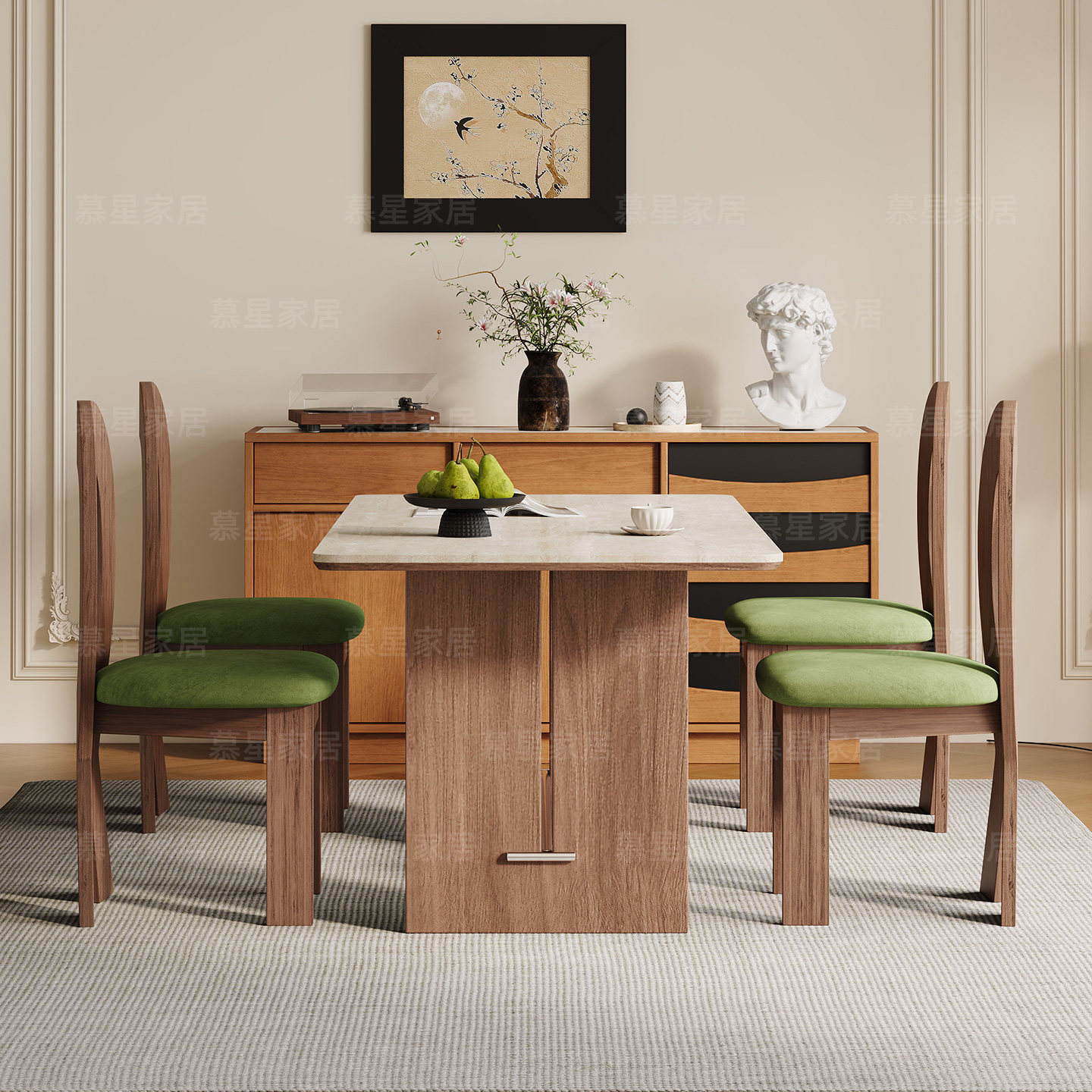 2025法式复古下挂洞石岩板餐桌中古风德利丰原创家用岩板实木餐桌,淘宝优惠券,粉丝福利购,淘宝优惠卷