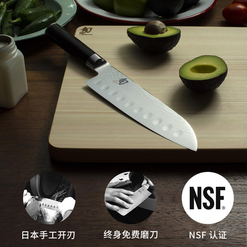 旬KAI贝印日本进口厨师刀厨房家用切片刀防粘三德刀大马士革 - 图2