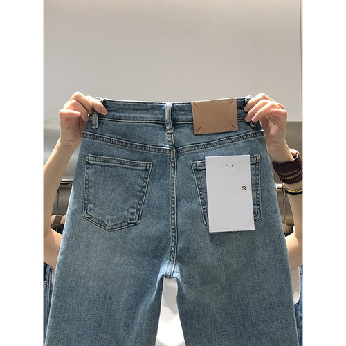 梨型身材开叉直筒牛仔裤女秋冬新款胖妹妹mm高腰显瘦烟管九分裤子 - 图2