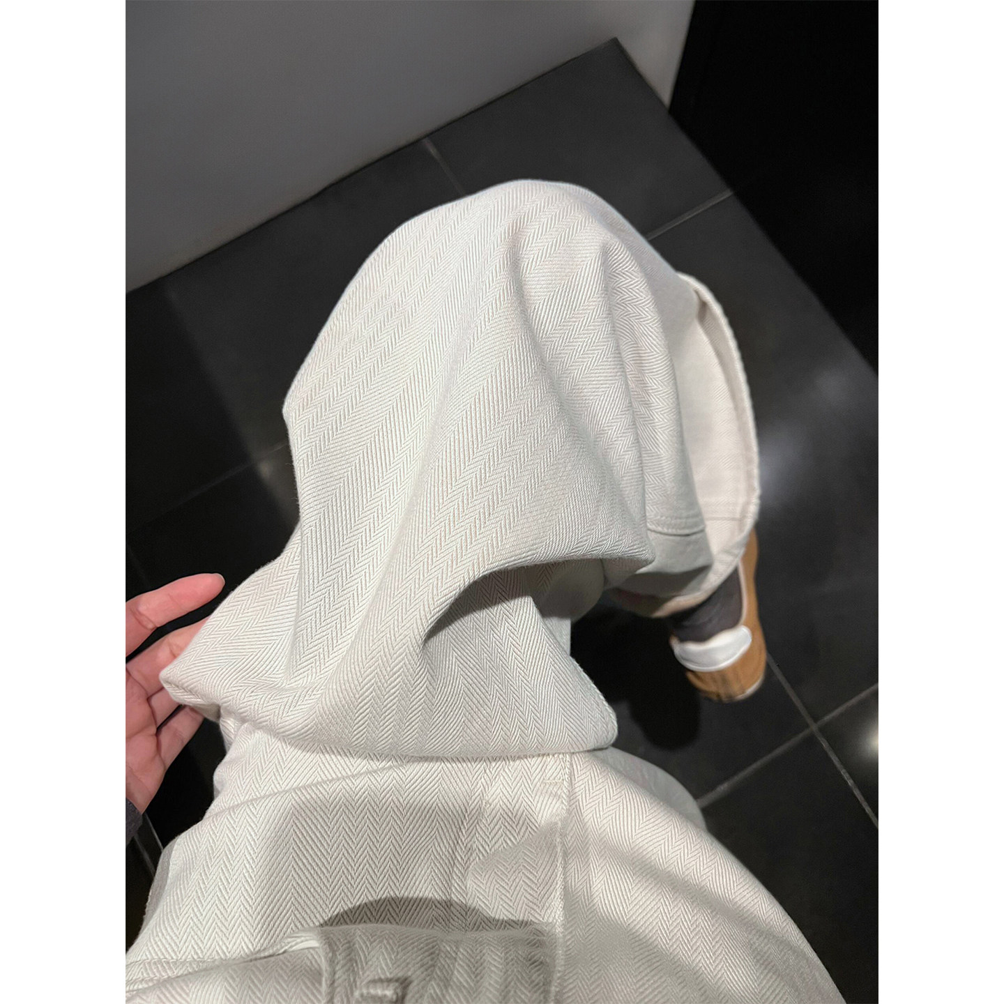 米白色直筒微喇牛仔裤女秋冬新款胖妹妹mm高腰显瘦人字纹喇叭长裤,淘宝优惠券,粉丝福利购,淘宝优惠卷