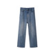 Retro blue straight jeans for women loose and slim