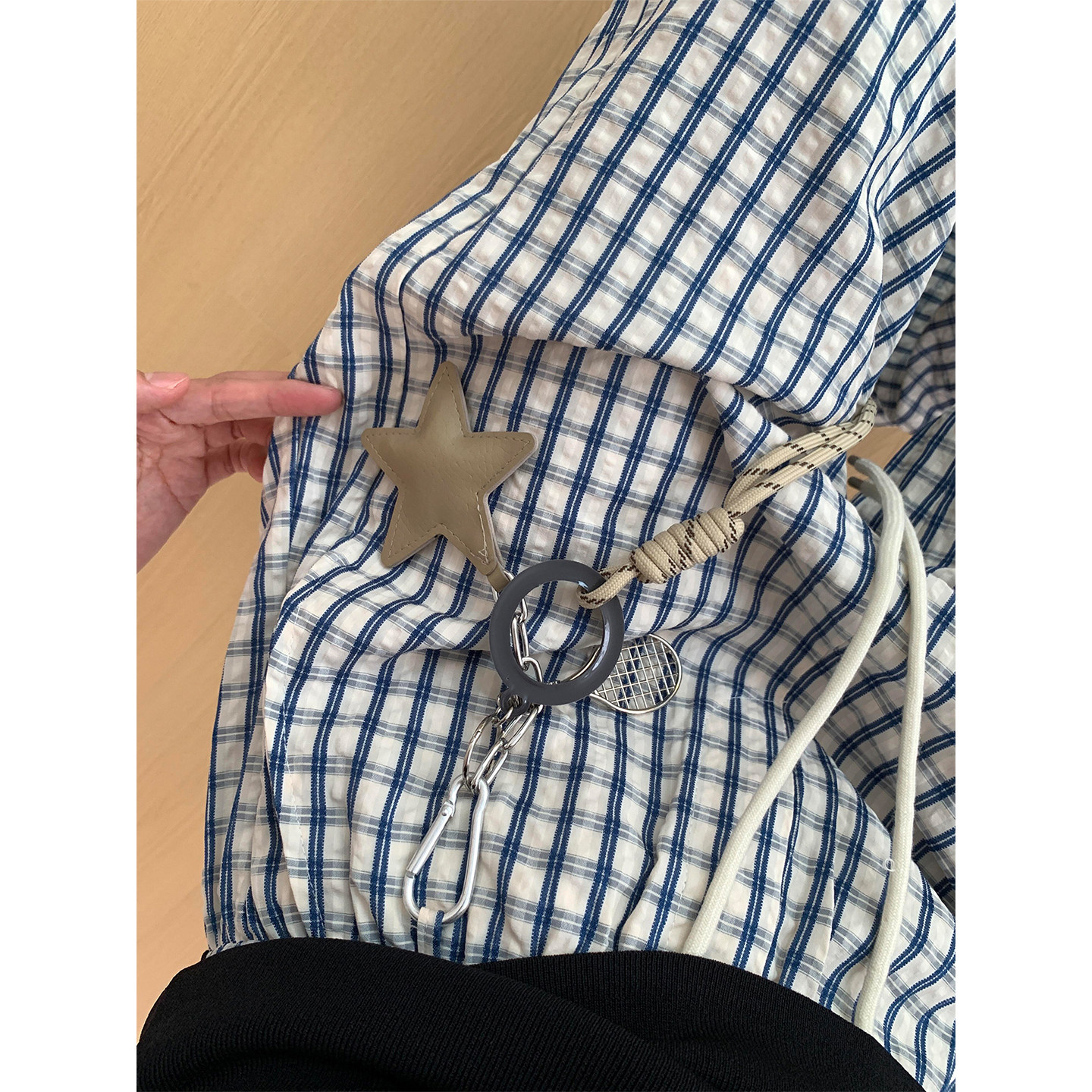 星星挂饰弯刀格子裤女秋冬新款胖妹妹mm高腰宽松显瘦拖地休闲裤子,淘宝优惠券,粉丝福利购,淘宝优惠卷