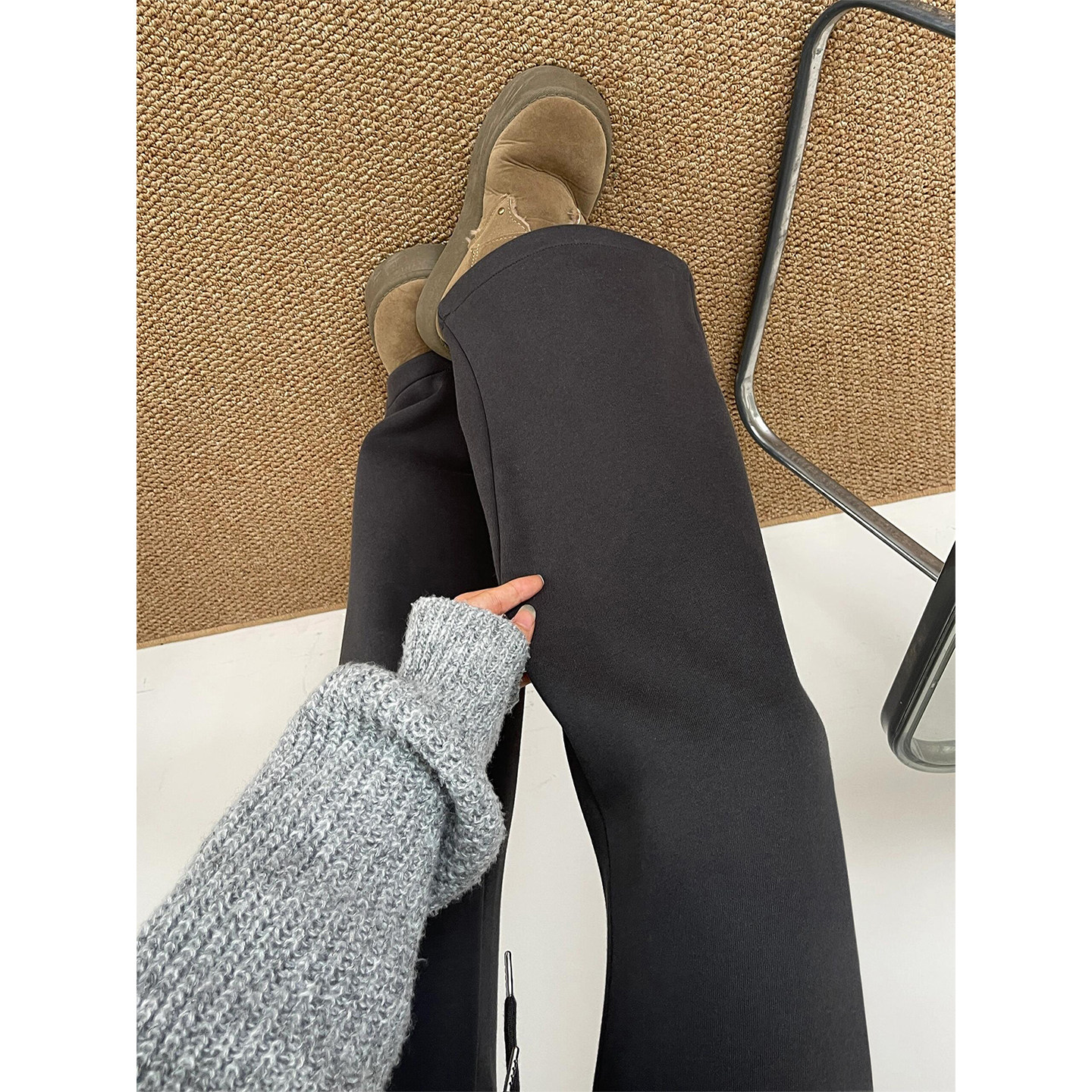 深灰色加绒加厚微喇休闲裤女冬季新款胖妹妹mm高腰显瘦运动卫裤潮,淘宝优惠券,粉丝福利购,淘宝优惠卷