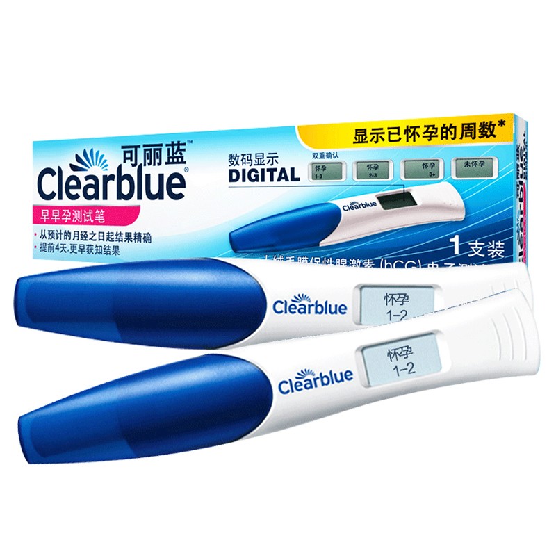 顺丰包邮】可丽蓝 Clearblue早早孕测试笔 已怀孕的周数1支/盒 - 图0