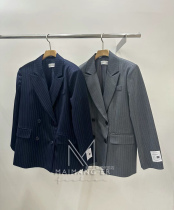 South Korea Womens Dress 2024 Early Spring Repeller Handsome Striped Commuter Wind With Type Badges Western Suit Jacket