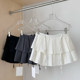 Lace-up high-waisted gray flower bud pleated culottes for women 2025 spring and autumn Korean version versatile anti-exposure a-line skirt