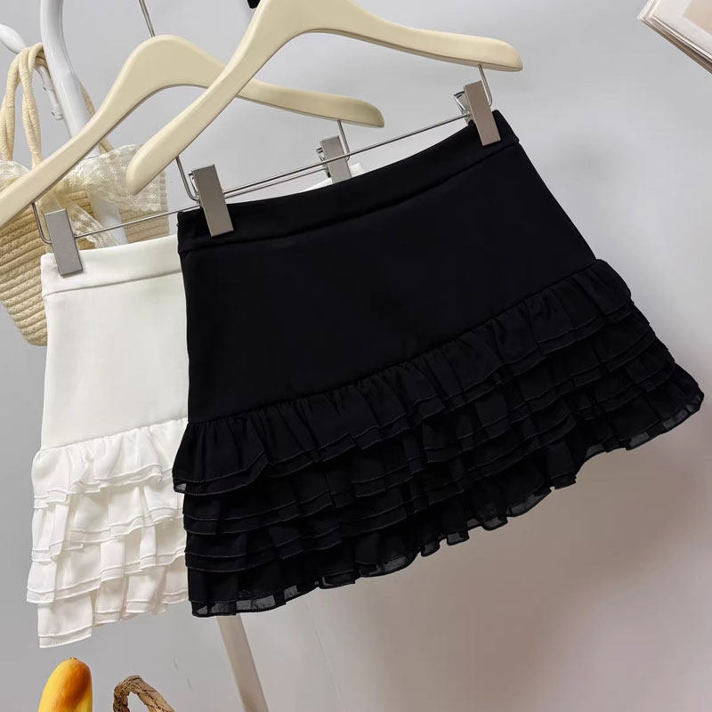 白色木耳边蛋糕半身裙女2026春夏新款设计感显瘦辣妹A字蓬蓬短裙,淘宝优惠券,粉丝福利购,淘宝优惠卷