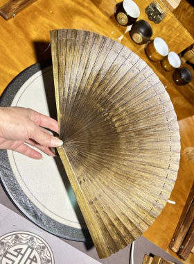 正宗金丝楠木小叶桢楠阴沉木扇子实木苏扇古风折扇中国风礼品扇