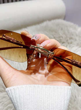 欧美无框墨镜女复古小框小脸