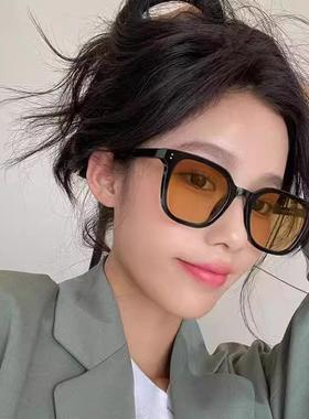 2024新款复古黑框茶色墨镜男士开车防晒潮韩版近视大脸显瘦太阳镜
